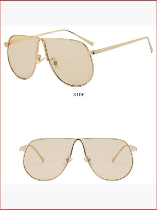 Vintage 70s Oversized Aviator Sunglasses Gold Metal Frame UV Protection Big main image 7